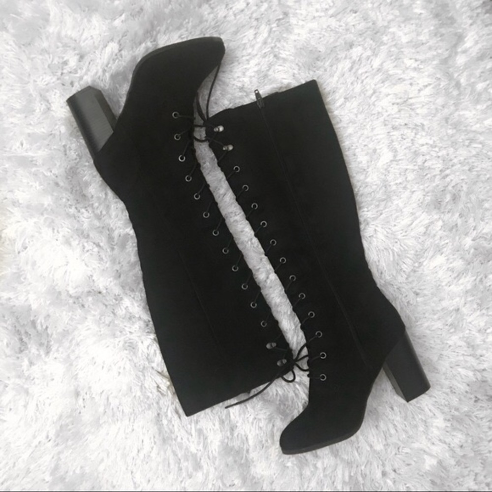 Lace Up Knee High Boots / Heels